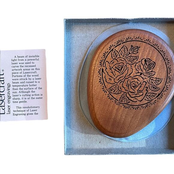 Vintage Lasercraft Pocket Mirror Rose Cherry Shelbourne Hand New in Box - Picture 5 of 5